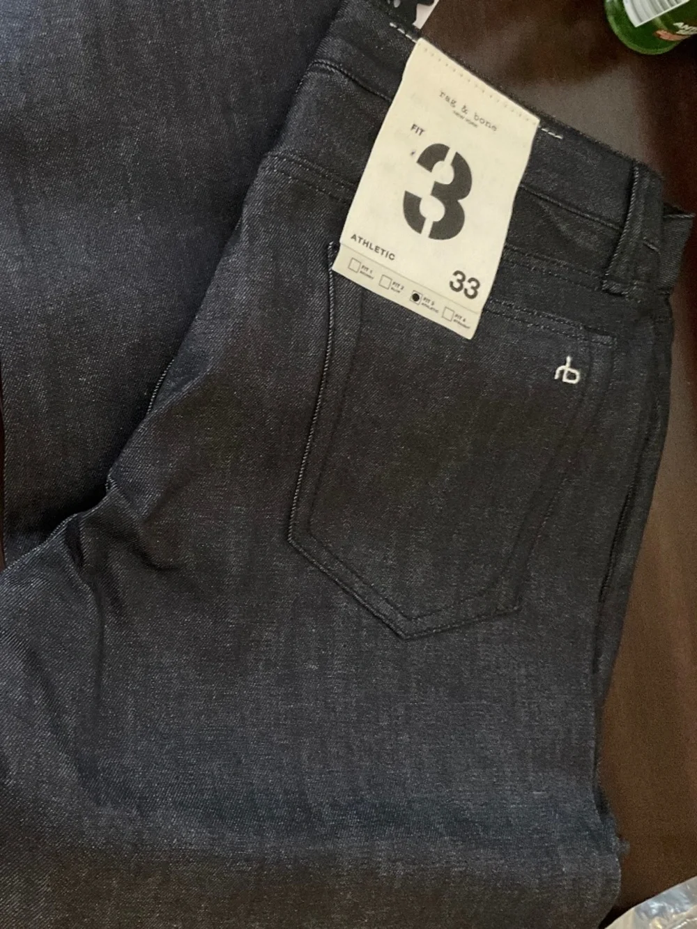 Rag & Bone 33x32 Fit 3 Athletic Raw Denim